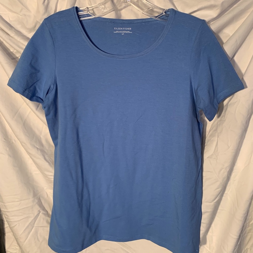 Eileen Fisher Round Neck Cotton Stretch Top